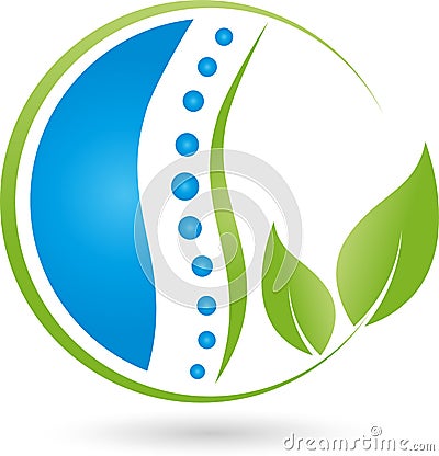 Spine and leaves, naturopath and wellness logo Stock Photo