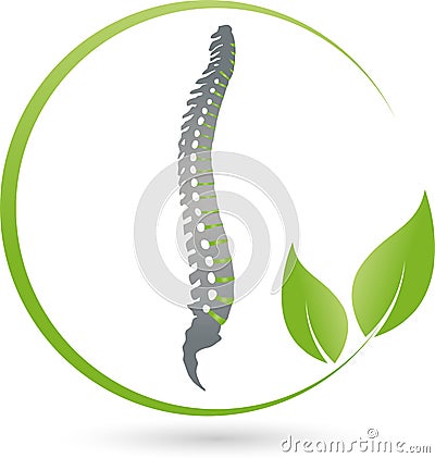 Spine and leaves, orthopedic and massage logo Stock Photo