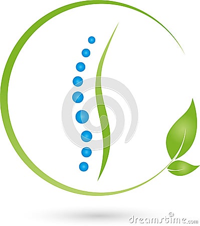 Spine and leaves, physiotherapy and naturopathic logo Stock Photo