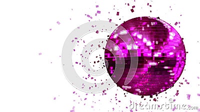 Spinnend de roze-violette die bal van de gloeddisco uit kubus-kristallen wordt samengesteld stock illustratie Spinnend de roze-violette die bal van de gloeddisco uit kubus-kristallen wordt samengesteld stock illustratie