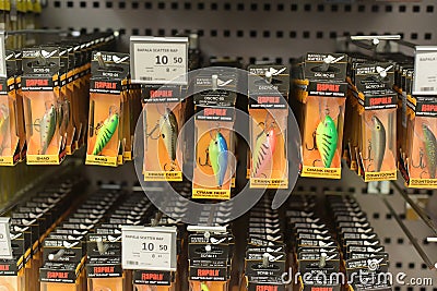 Spinner for fishing in the store Editorial Stock Photo