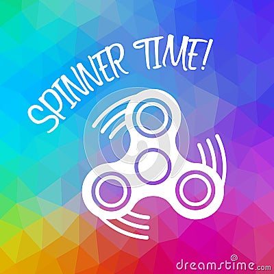 Spinner Time with finger spinner silhouette over triangular background Vector Illustration