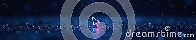 A spinning cursor on a dark computer screen, indicating a frozen system , glitch, malfunction Stock Photo
