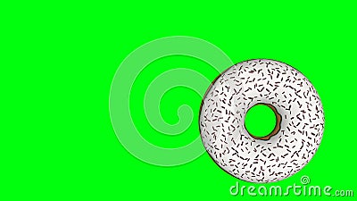 Spinning donut on a green background. 3D rendering Stock Photo