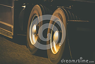 Spinning Truck Wheels Stock Photo