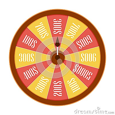 Spinning wheel of fortune. Flat style. Vector Illustration