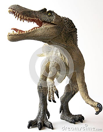 A Spinosaurus Dinosaur with Gaping Jaws Stock Photo