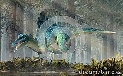 Spinosaurus in a Forest Stock Photo