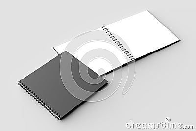 Spiral binder square notebook mock up with black cover isolated Cartoon Illustration