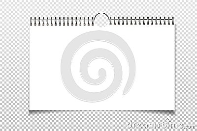 Spiral blank wall calendar mock up. White sheets of paper isolated on background. Vector Vector Illustration