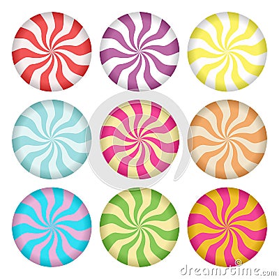 Spiral candies icon set. Lollipop design elements. Social media highlight stories covers. Vector Illustration