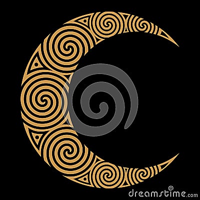 Spiral Celtic Moon Cartoon Illustration