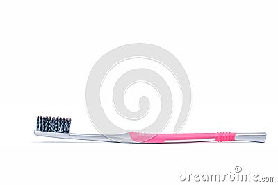 Spiral charcoal toothbrush on white background Stock Photo