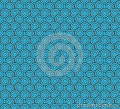 Spiral circles resembling waves seamless pattern Vector Illustration