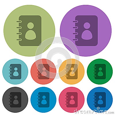 Spiral contact book solid color darker flat icons Vector Illustration