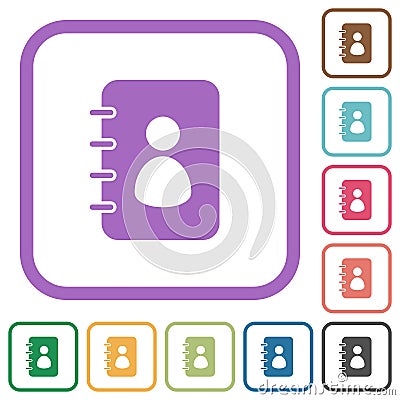 Spiral contact book solid simple icons Vector Illustration