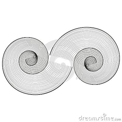 Spiral curve elements. Dynamic optical shapes. Minimalistic abstract design. Vector illustration. Vector Illustration