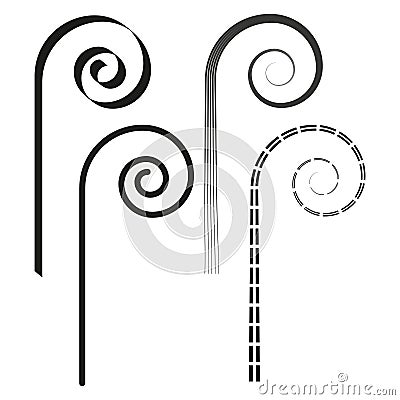 Spiral design shapes. Black line spirals. Abstract curl elements. Decorative pattern vector. Vector Illustration