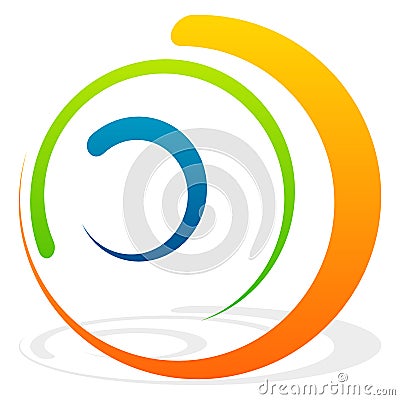 Spiral element with concentric circles. Abstract decorative elem Vector Illustration