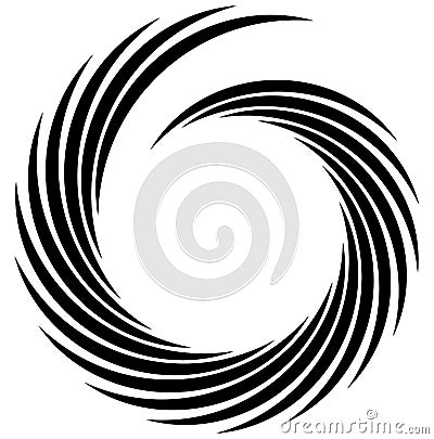 Spiral element. Concentric swirling shape with lines rotating in Vector Illustration