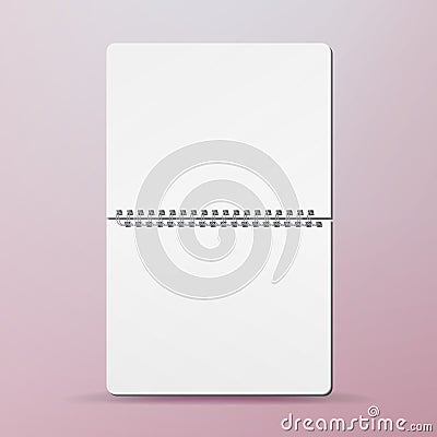 Spiral Empty Notepad Blank Mockup. Template For Advertising Branding, Corporate Identity. Opened Album With White Pages Vector Illustration