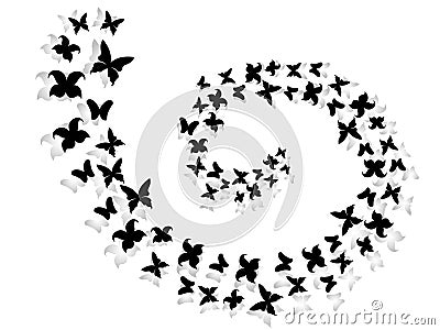 Spiral of flying butterflies Vector Illustration