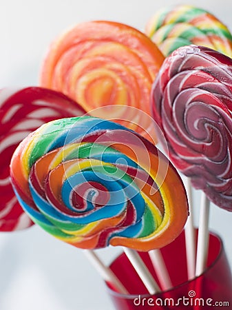 Spiral Fruit Lollipops Stock Photo