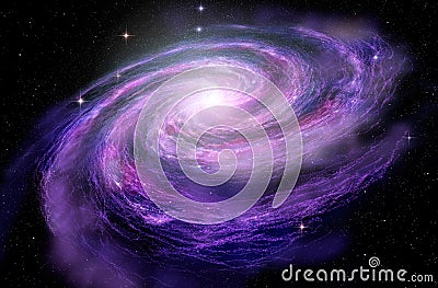 Spiral Galaxy in deep spcae Cartoon Illustration