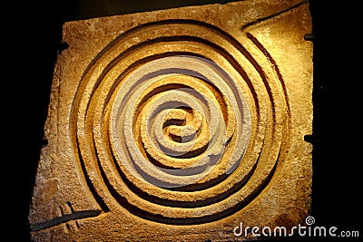 Spiral in rock, aztec collection museum, mexico I Editorial Stock Photo