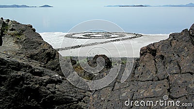 The Spiral Jetty on the Great Salt Lake Editorial Stock Photo