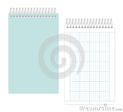 Spiral junior legal size notebook with squared metric field rule Vector Illustration