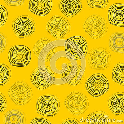 Spiral linear circles seamless pattern. Geometric background. Vector Vector Illustration