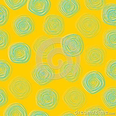 Spiral linear circles seamless pattern. Geometric background. Vector Vector Illustration