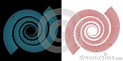 Spiral linear dynamic form, line rotation Vector Illustration