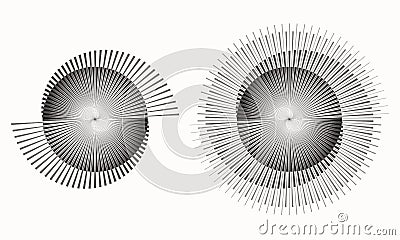 Spiral with lines as dynamic abstract vector background or logo or icon. Yin and Yang symbol. Black rotating circle illustration Vector Illustration