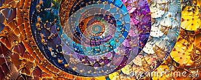 A spiral made of golden Fibonacci squares, each square connecting perfectly to form an elegant Stock Photo