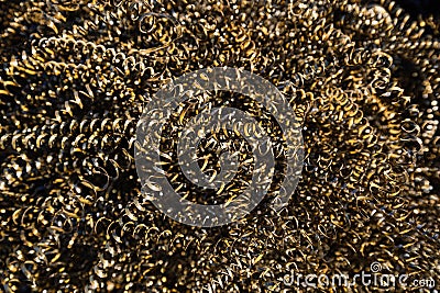 Spiral metal chips in metalworking production Stock Photo