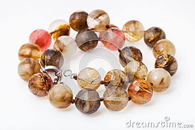 Spiral necklace from translucent agate gemsones Stock Photo