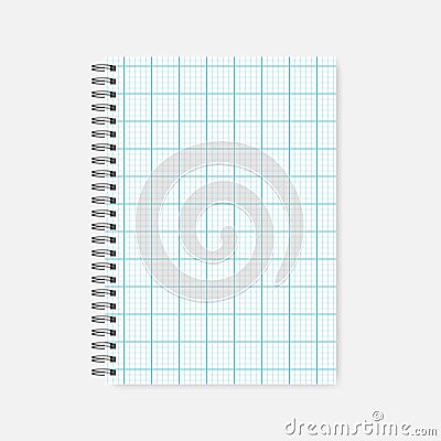 Spiral A4 notebook - cross section squared paper notepad, mock-up Vector Illustration