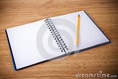 Spiral Notebook and Pencil Stock Photo
