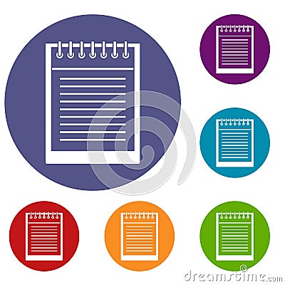 Spiral notepad icons set Vector Illustration