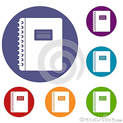 Spiral notepad icons set Vector Illustration
