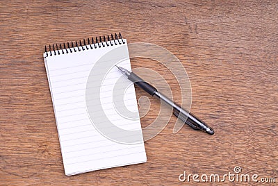 Spiral Notepad and Mechanical Pencil on wood Stock Photo