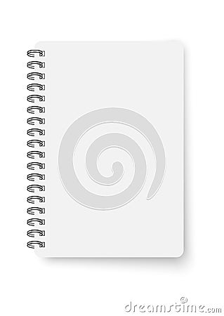 Spiral opened notebook template. Blank copybook with metallic spiral. Mock up of organizer or diary realistic vector Vector Illustration