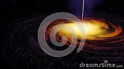 Spiral orange galaxy with energey light flow beams in space 3d illustration Stock Photo