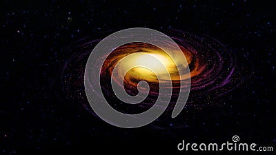 Spiral orange galaxy in space 3d illustration Stock Photo