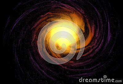 Spiral orange galaxy in space top front view 3d illustration Stock Photo