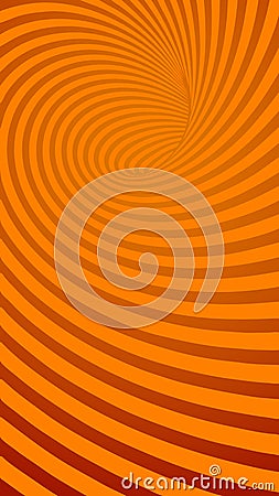 Spiral Orange Striped Abstract Tunnel Background Vector Illustration