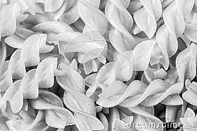 Spiral pasta. Black and white image. Stock Photo