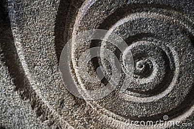 Spiral Pattern Carved in Stone Stock Photo